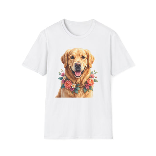 Golden Retriever Floral Portrait T-Shirt