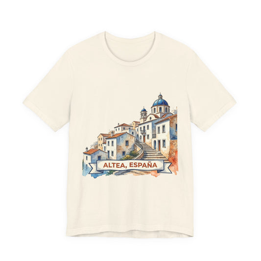 Altea España Travel Tee — Watercolor Mediterranean Village T-Shirt