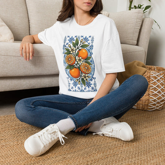Citrus Tile T-Shirt — Orange Blossom Mediterranean Graphic Tee