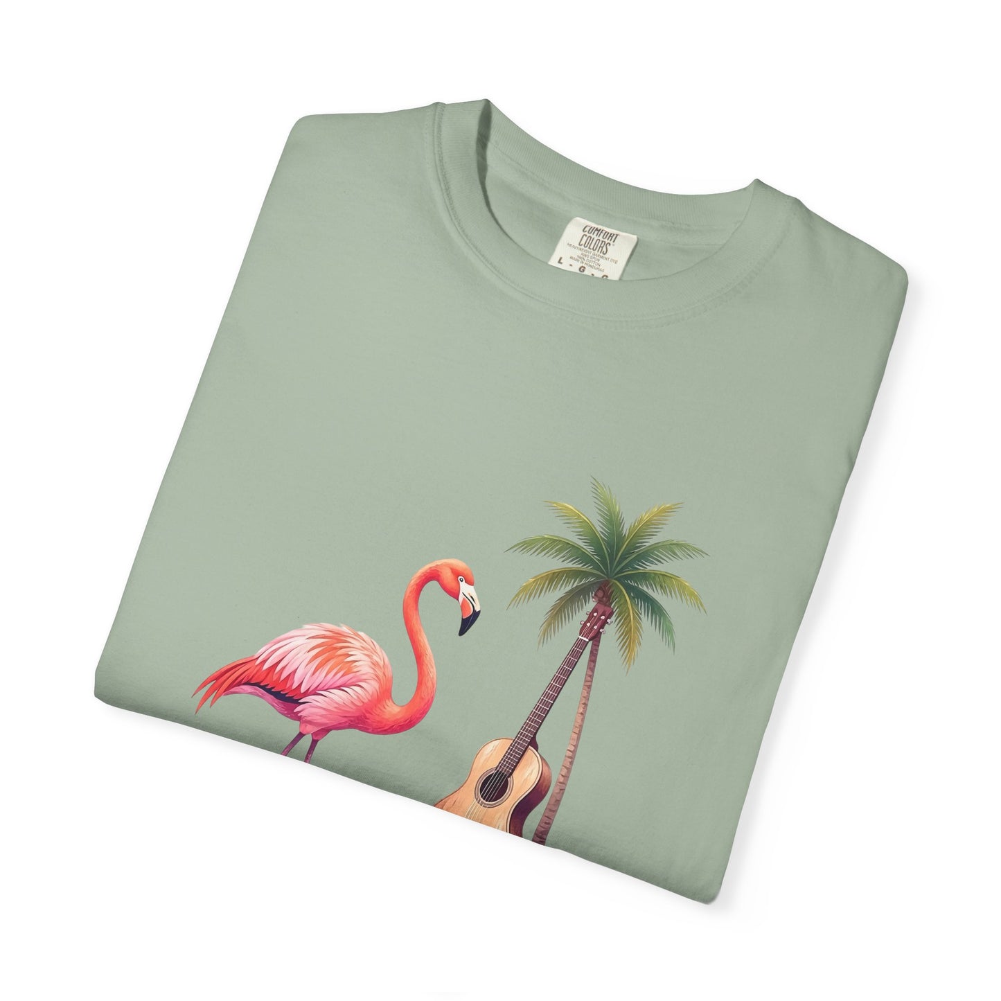 T-Shirt — Tropical Flamingo & Guitar Graphic Tee