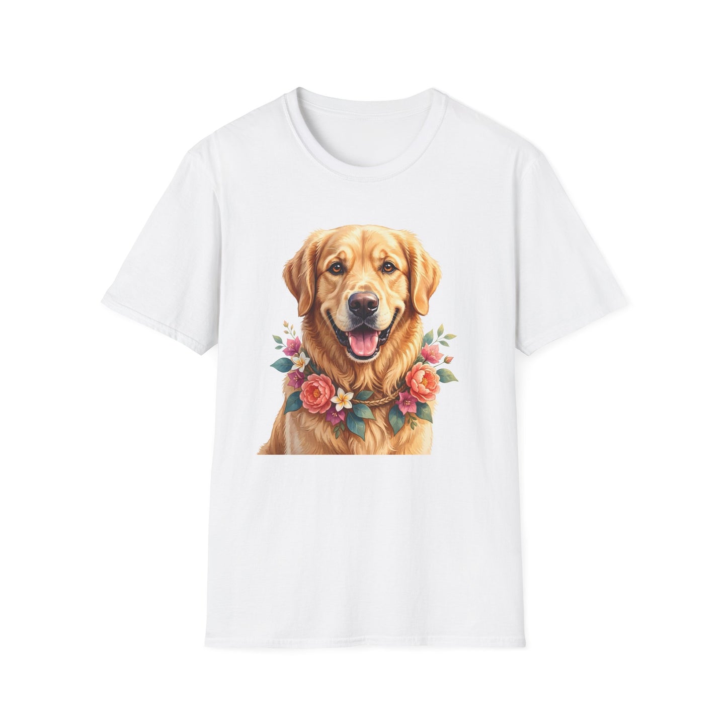 Golden Retriever Floral Portrait T-Shirt