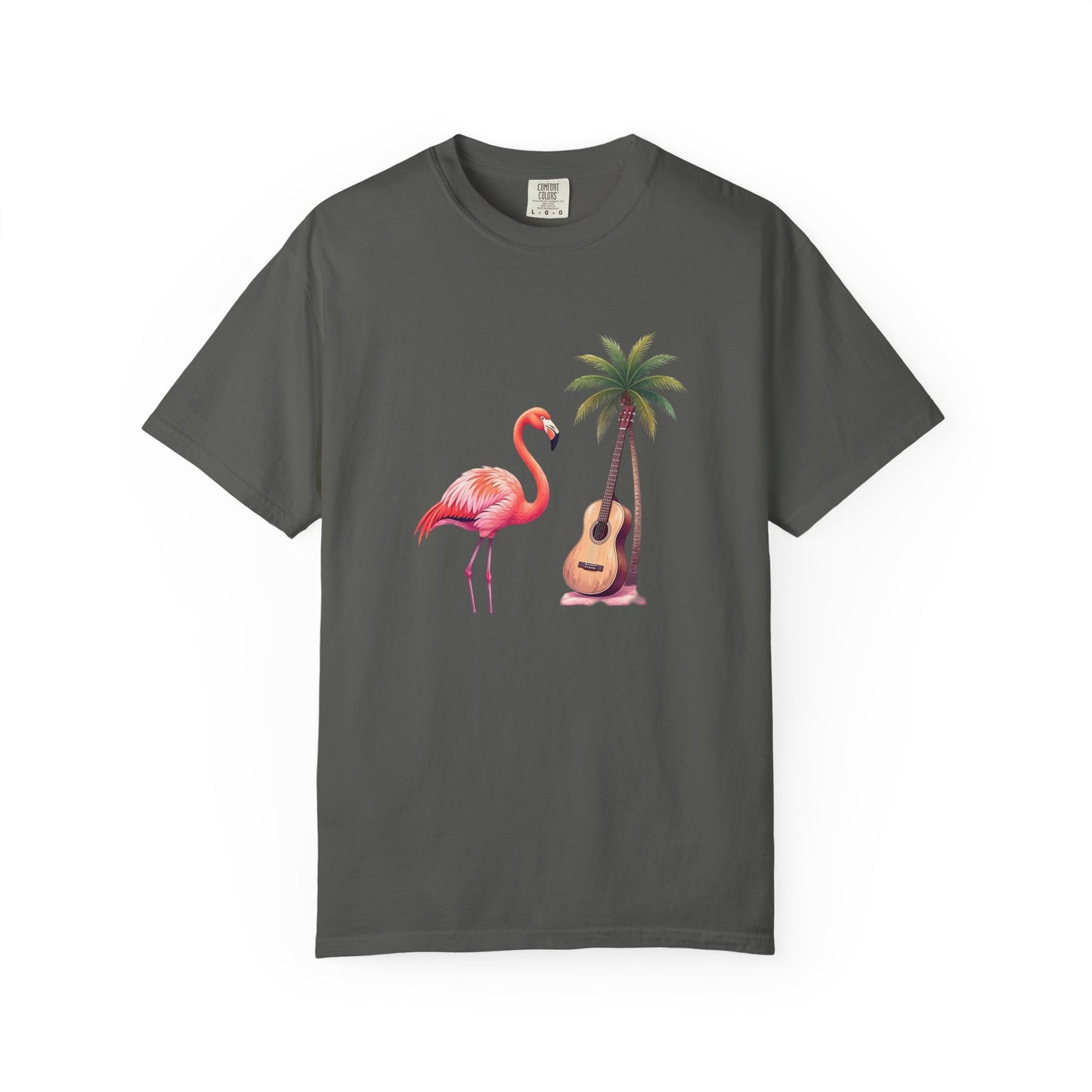T-Shirt — Tropical Flamingo & Guitar Graphic Tee