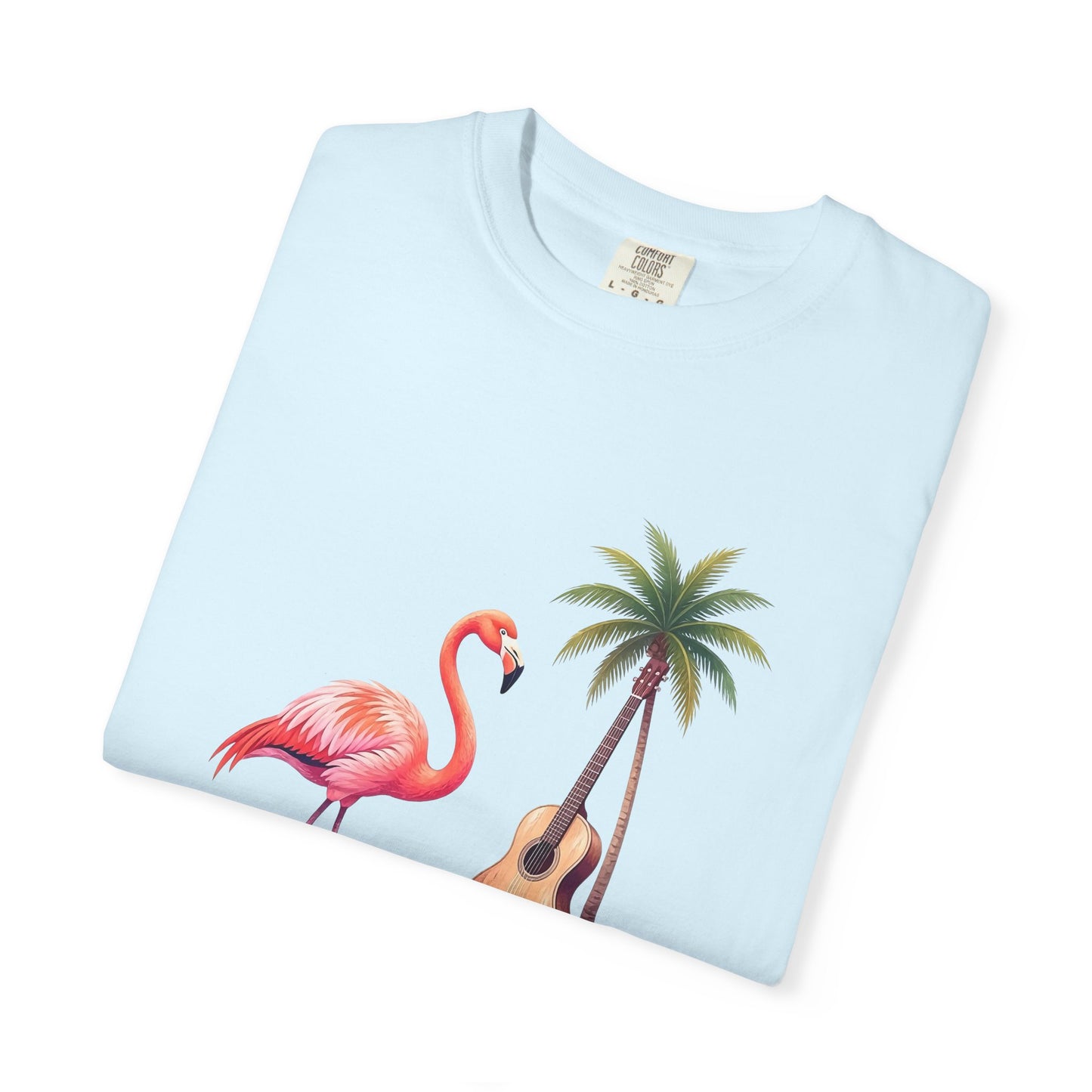 T-Shirt — Tropical Flamingo & Guitar Graphic Tee