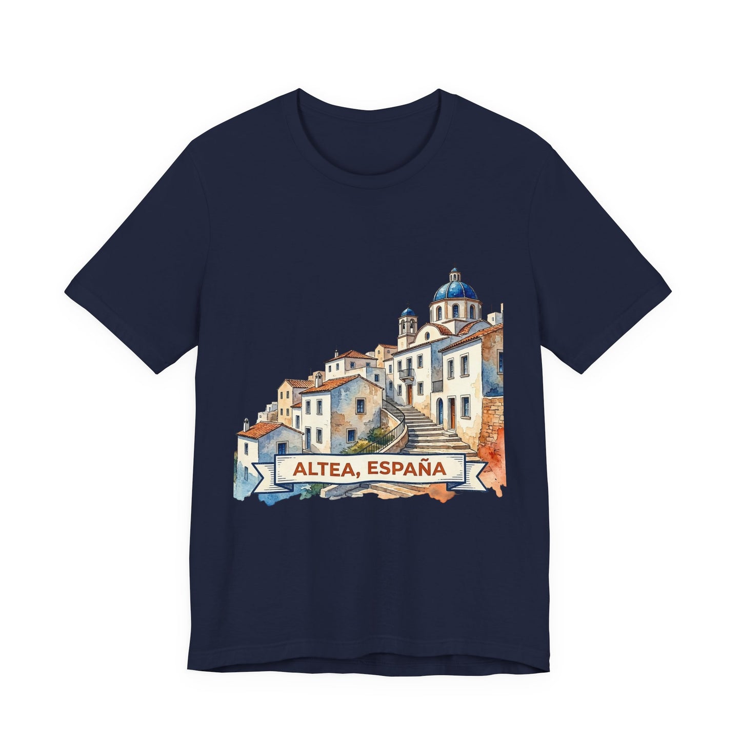 Altea España Travel Tee — Watercolor Mediterranean Village T-Shirt