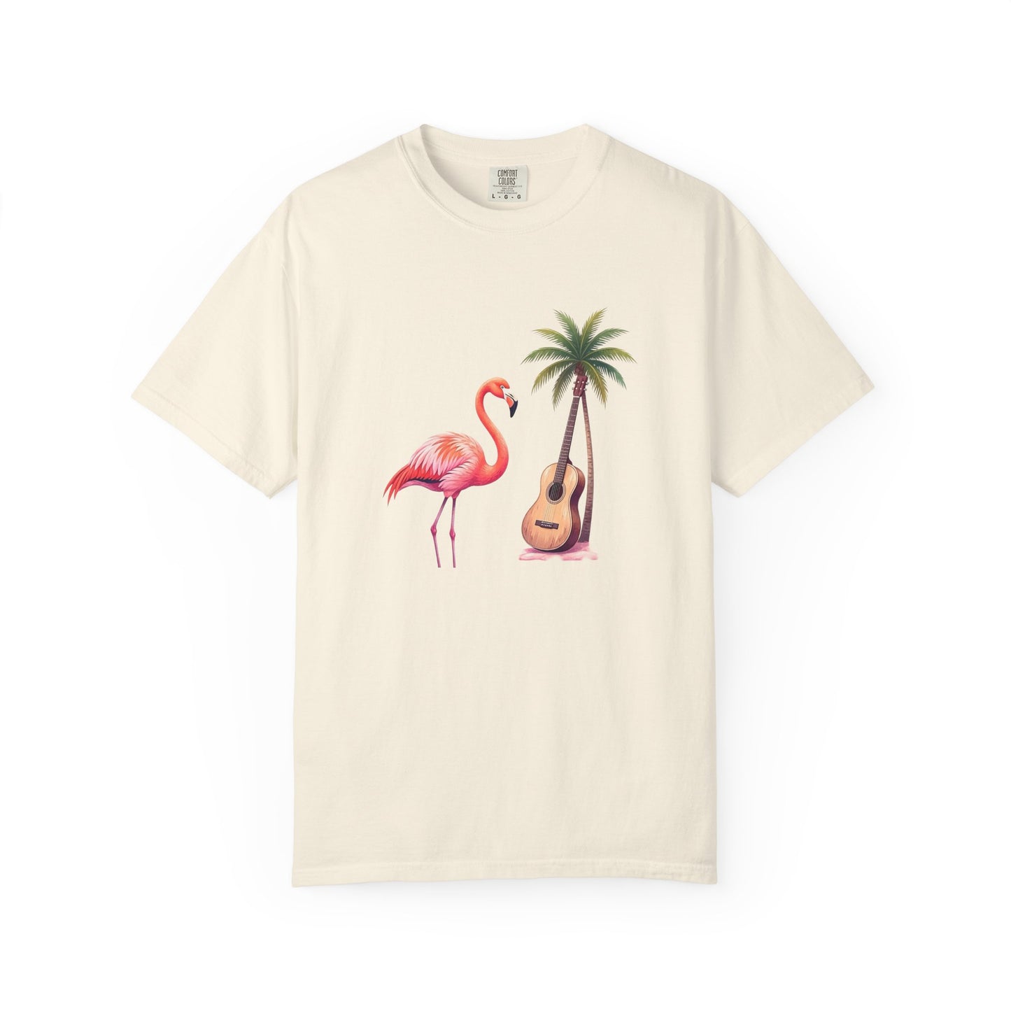 T-Shirt — Tropical Flamingo & Guitar Graphic Tee