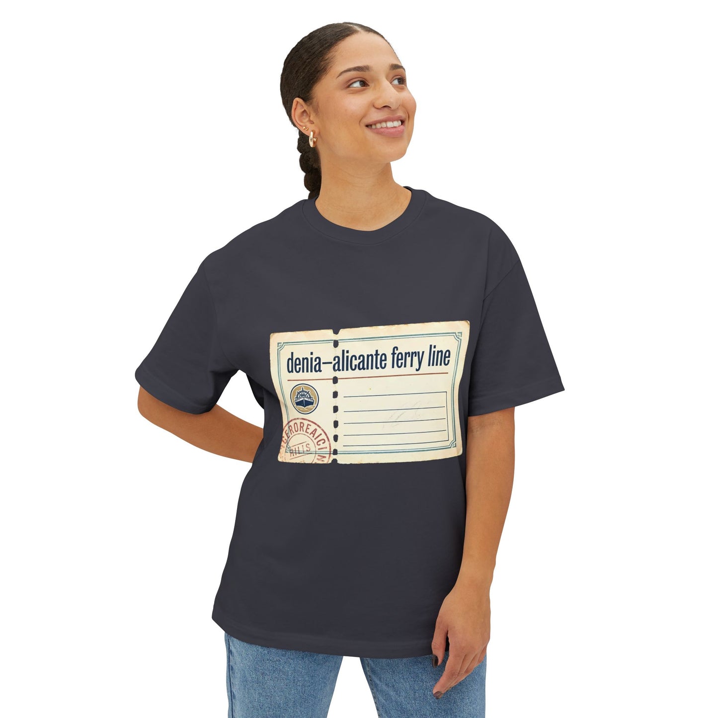 T-Shirt — Vintage 'denia-alicante ferry line' Passport Ticket Graphic Tee
