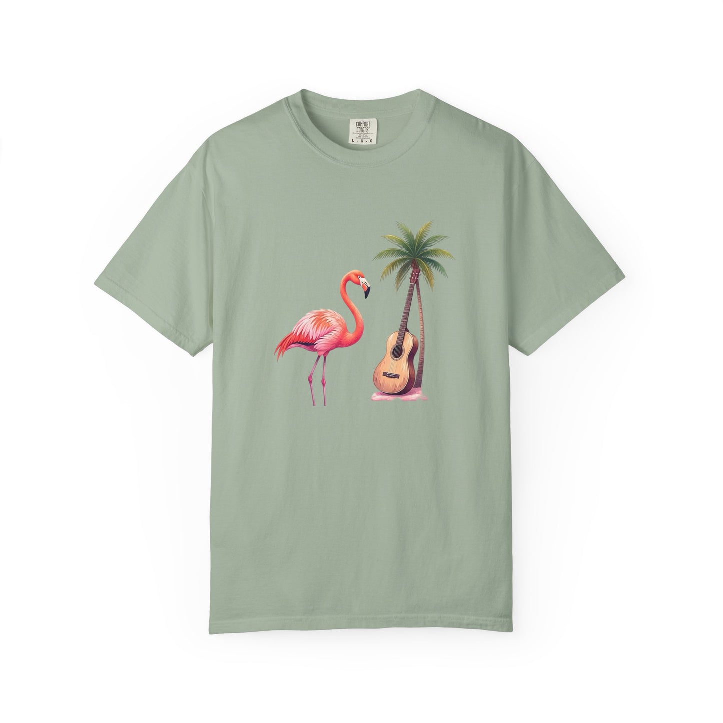 T-Shirt — Tropical Flamingo & Guitar Graphic Tee