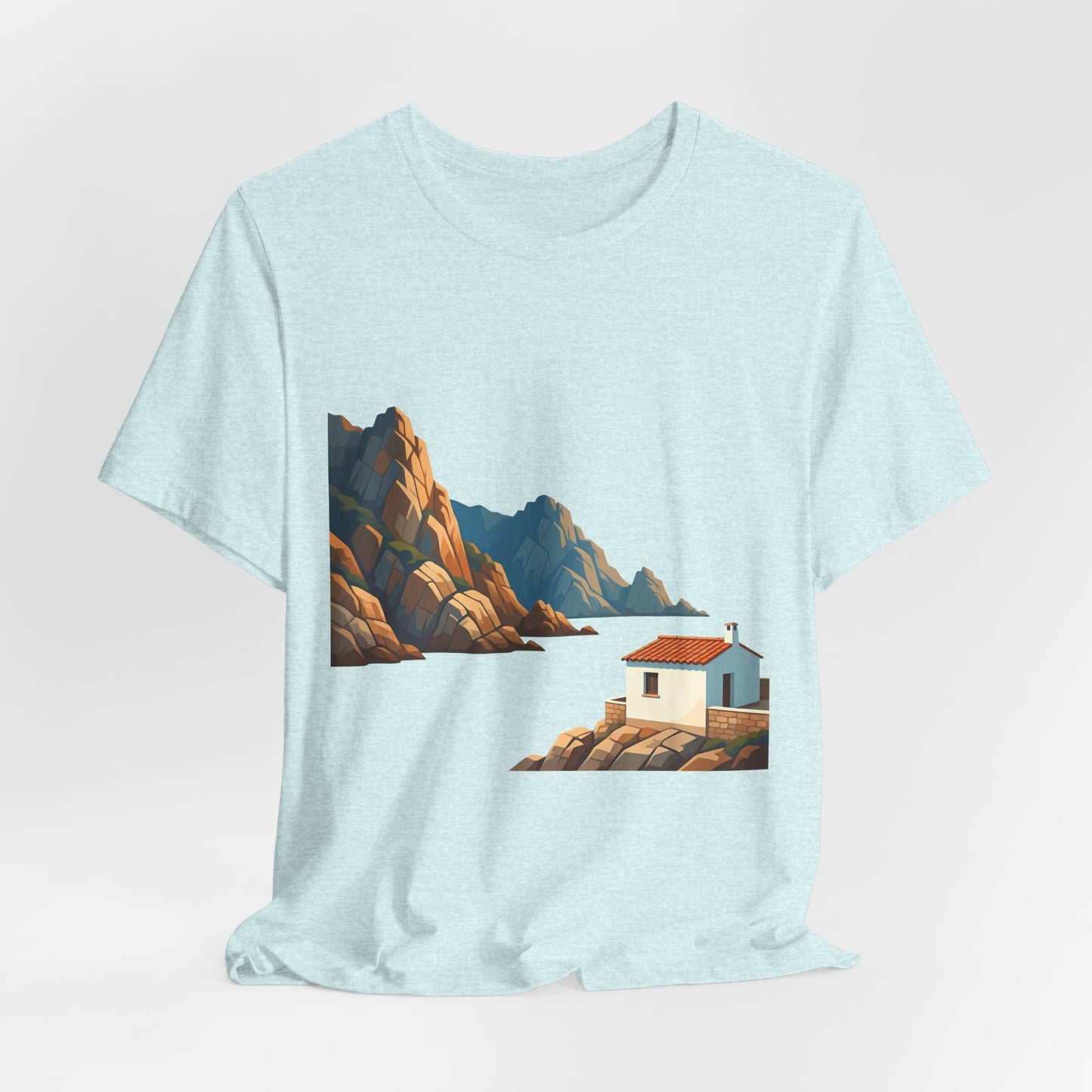 Coastal Cabin Tee — Scenic Mountain Beach House Graphic Shirt