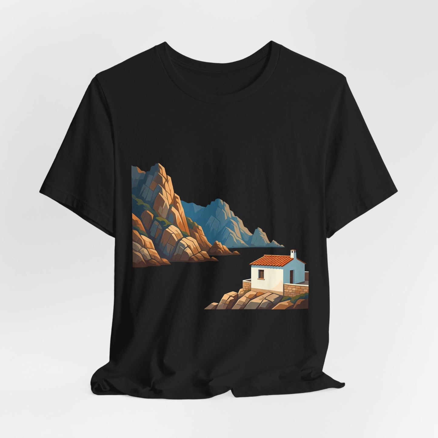Coastal Cabin Tee — Scenic Mountain Beach House Graphic Shirt