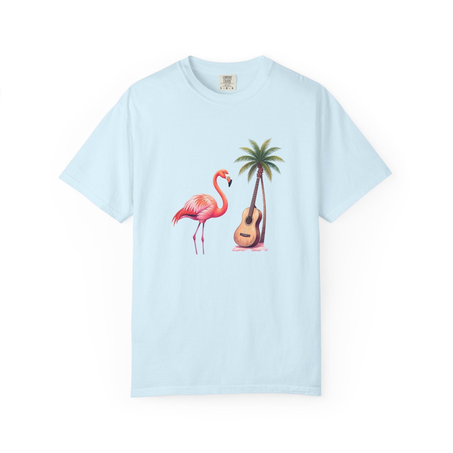 T-Shirt — Tropical Flamingo & Guitar Graphic Tee