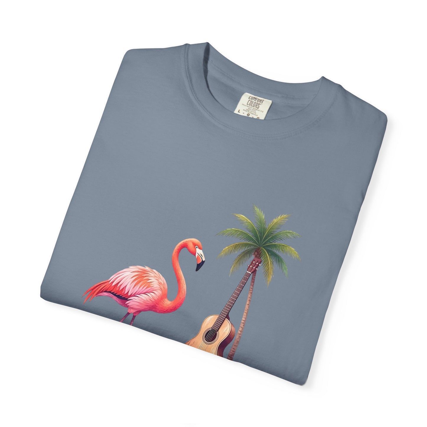 T-Shirt — Tropical Flamingo & Guitar Graphic Tee