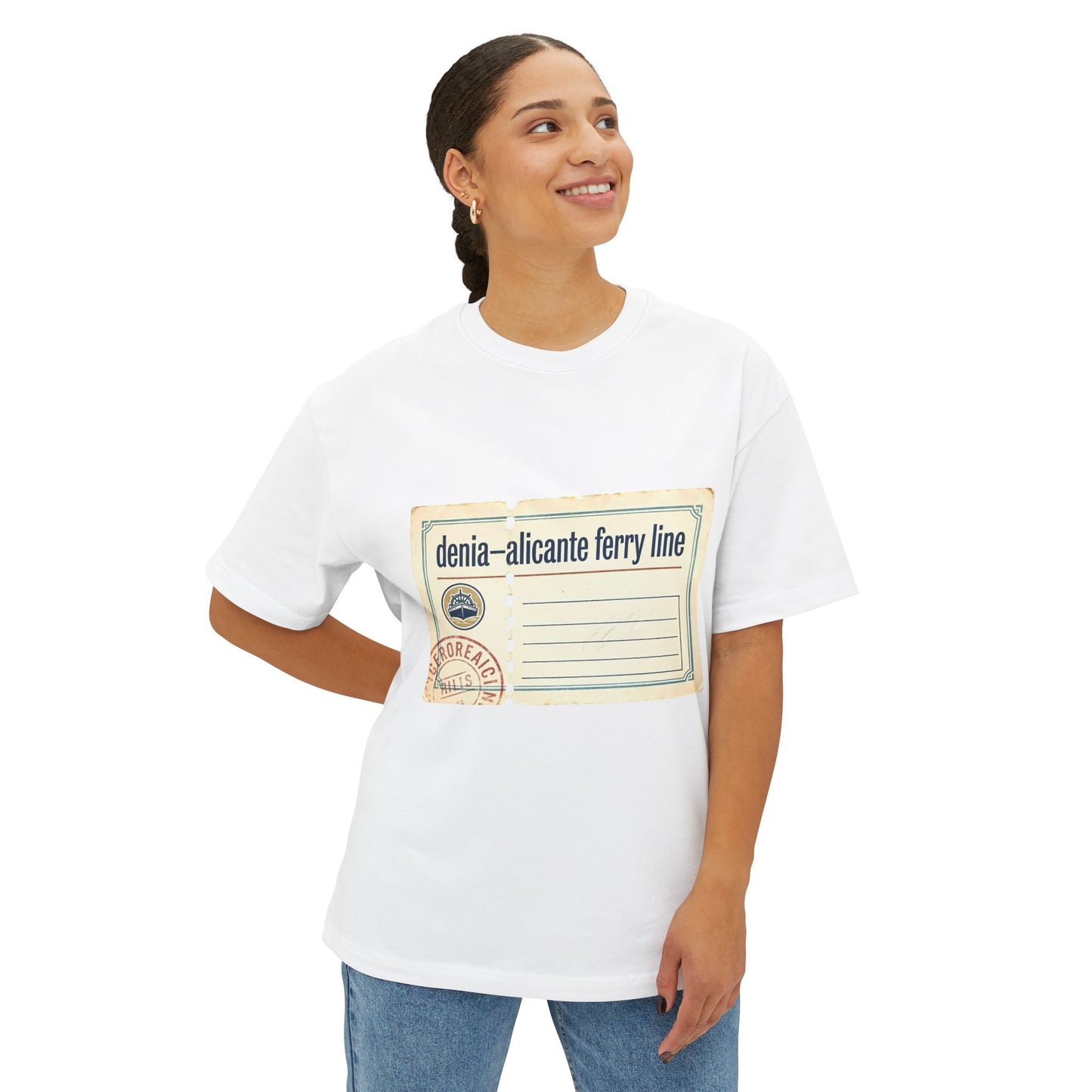 T-Shirt — Vintage 'denia-alicante ferry line' Passport Ticket Graphic Tee