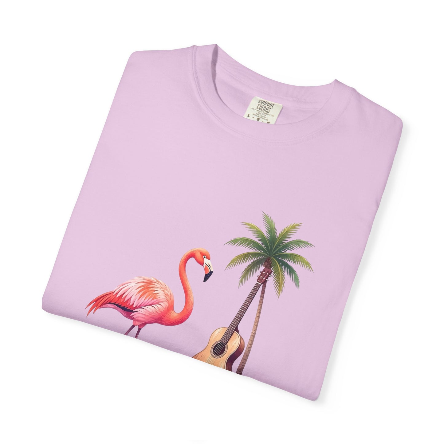 T-Shirt — Tropical Flamingo & Guitar Graphic Tee