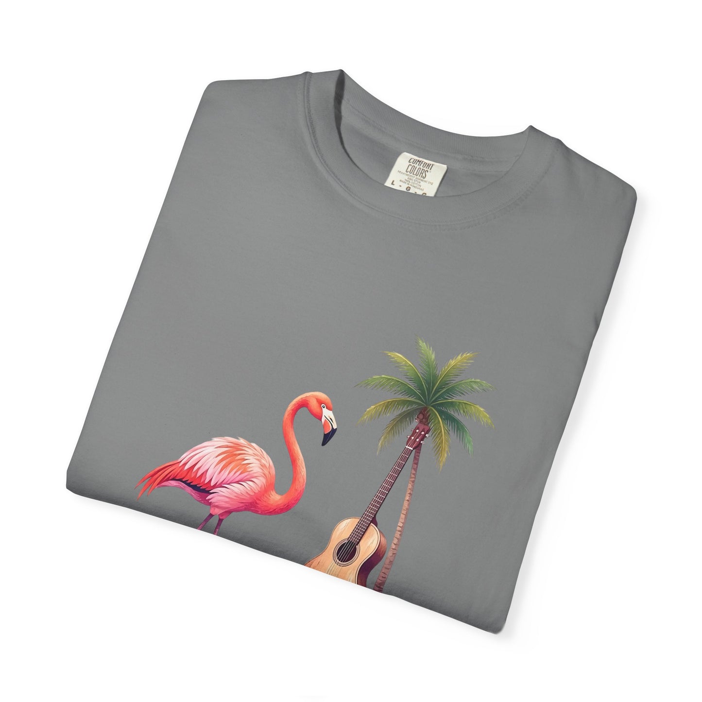 T-Shirt — Tropical Flamingo & Guitar Graphic Tee