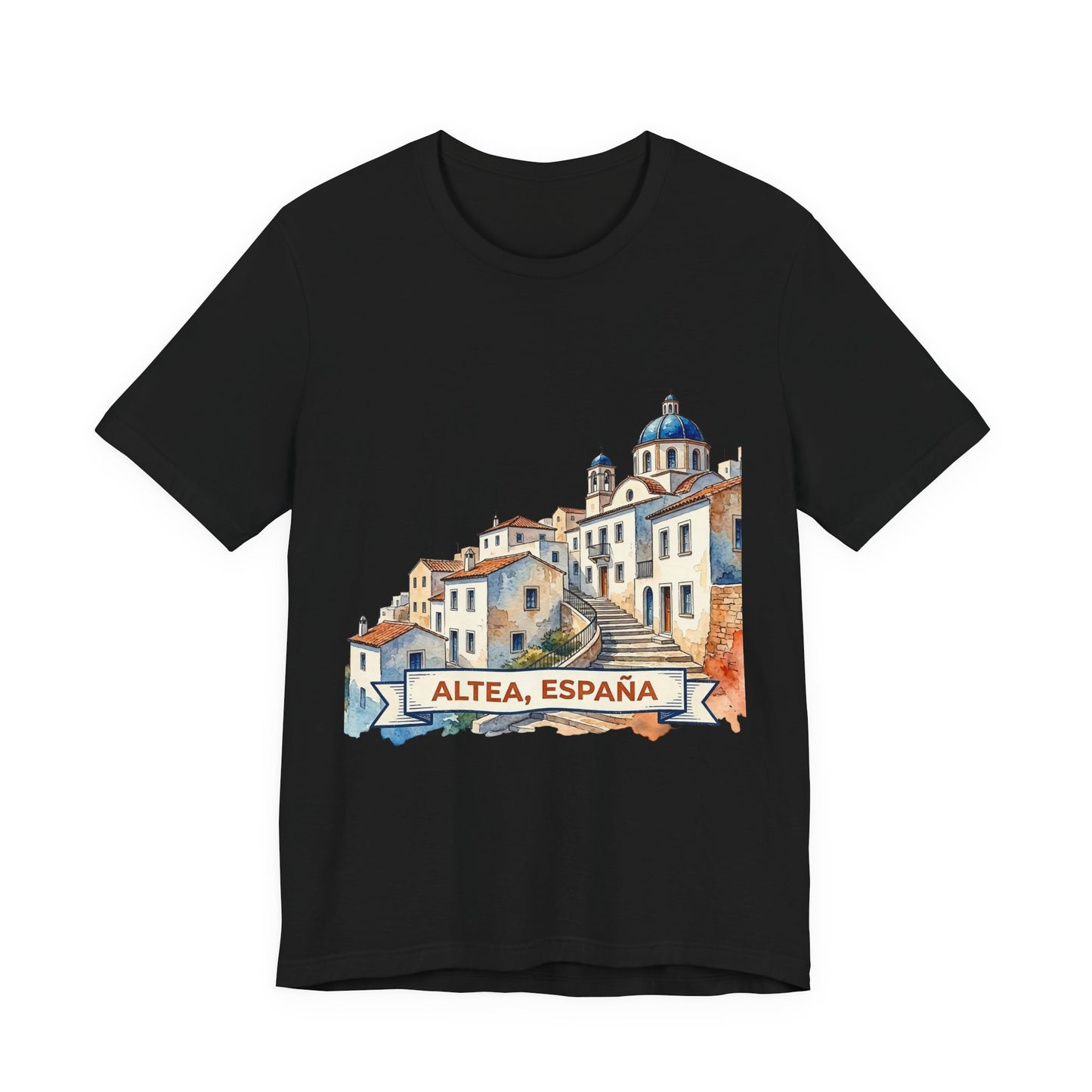 Altea España Travel Tee — Watercolor Mediterranean Village T-Shirt
