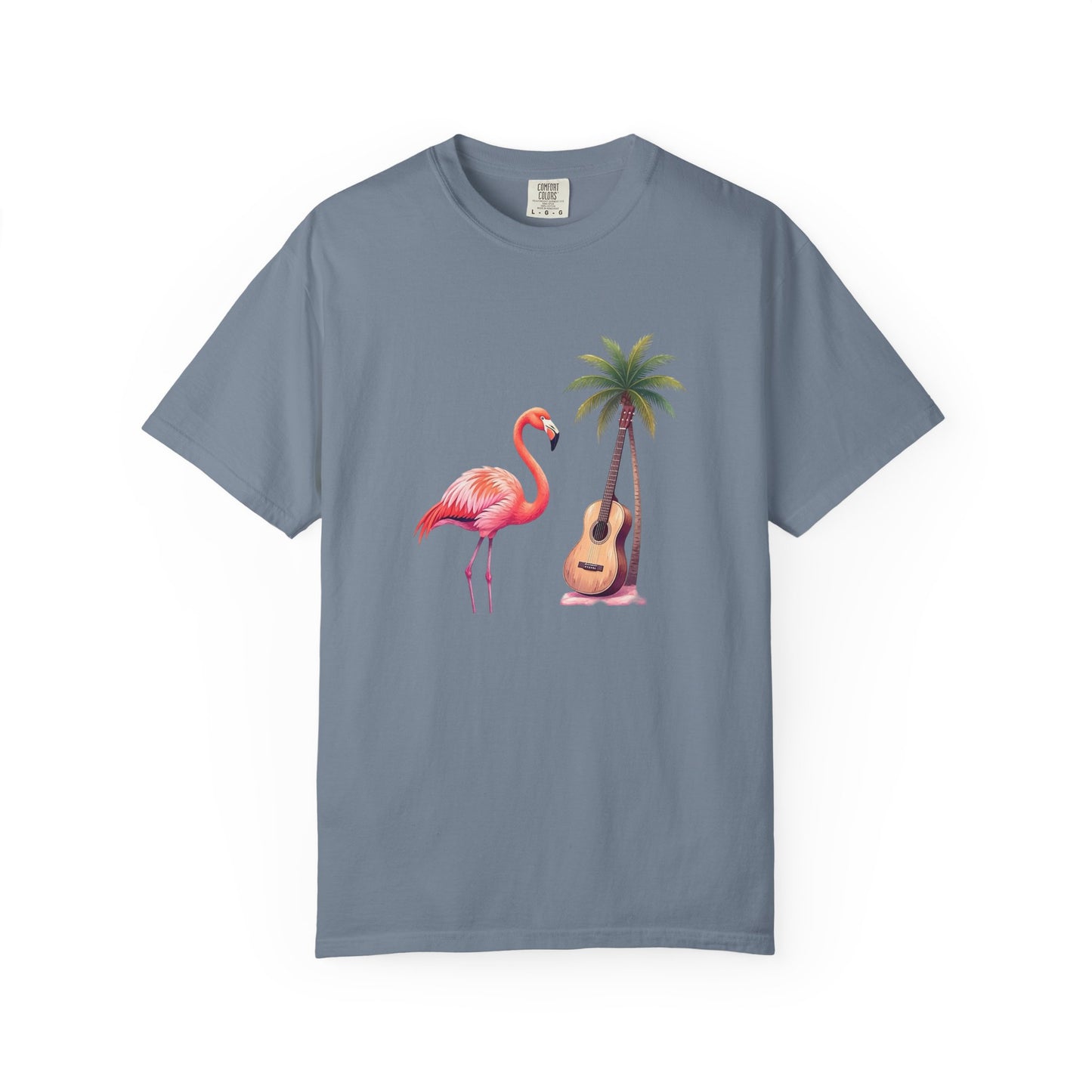 T-Shirt — Tropical Flamingo & Guitar Graphic Tee