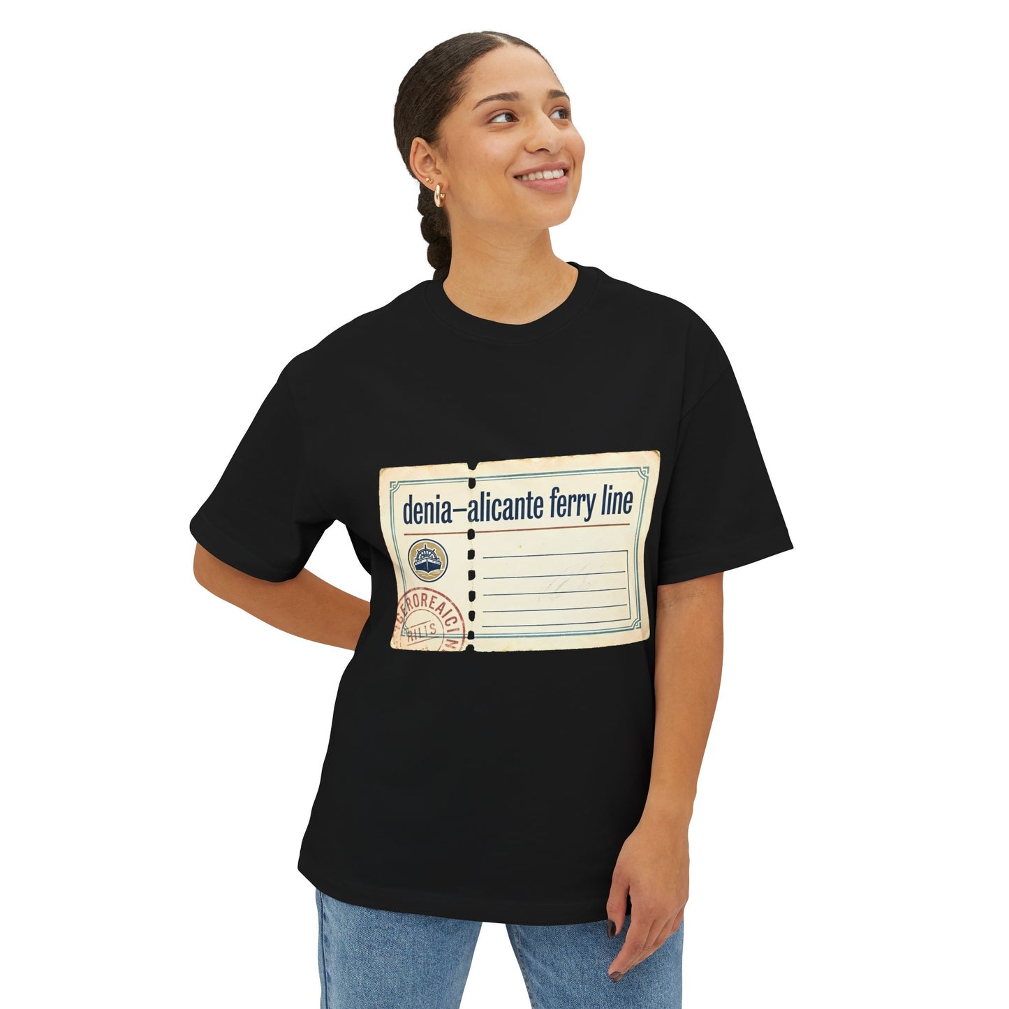 T-Shirt — Vintage 'denia-alicante ferry line' Passport Ticket Graphic Tee