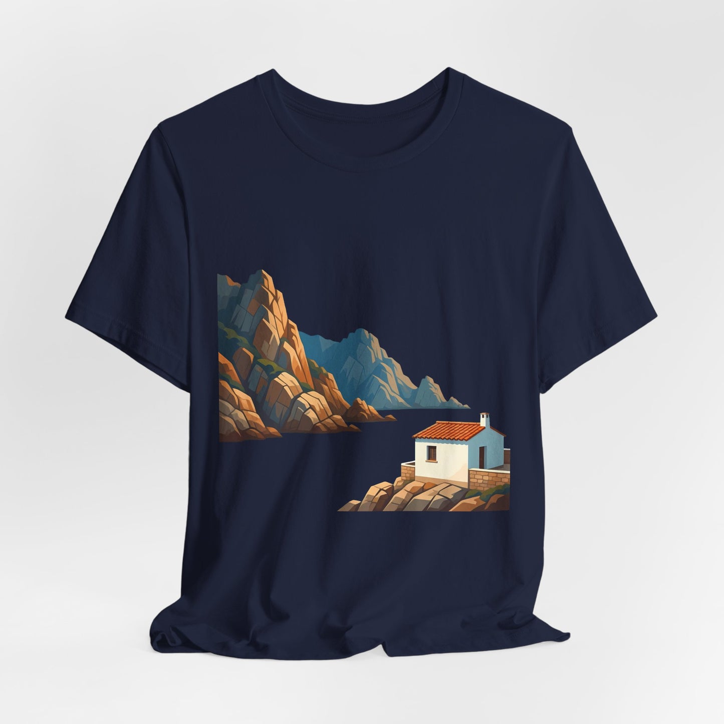 Coastal Cabin Tee — Scenic Mountain Beach House Graphic Shirt