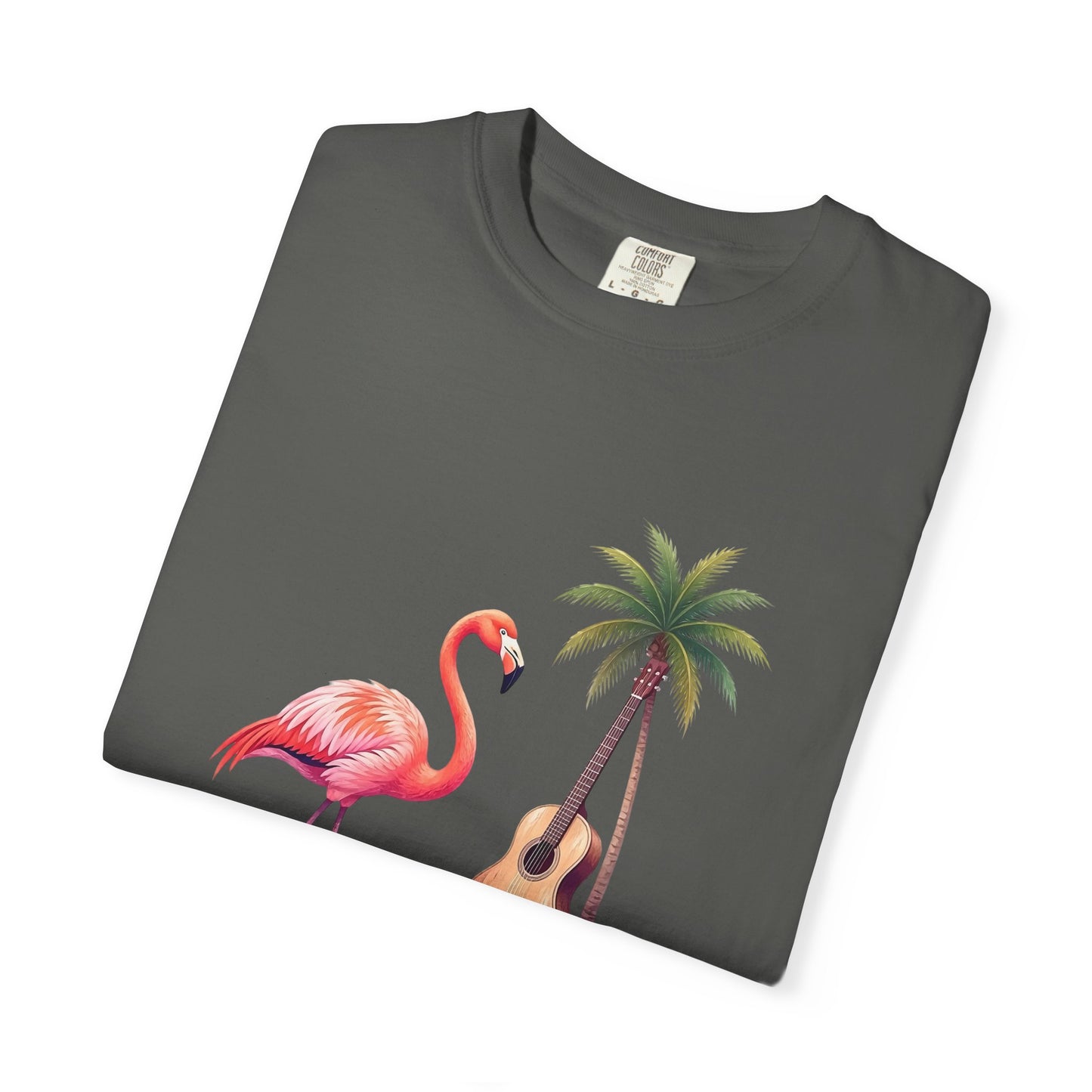 T-Shirt — Tropical Flamingo & Guitar Graphic Tee