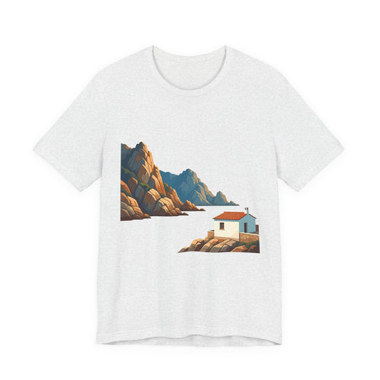 Coastal Cabin Tee — Scenic Mountain Beach House Graphic Shirt