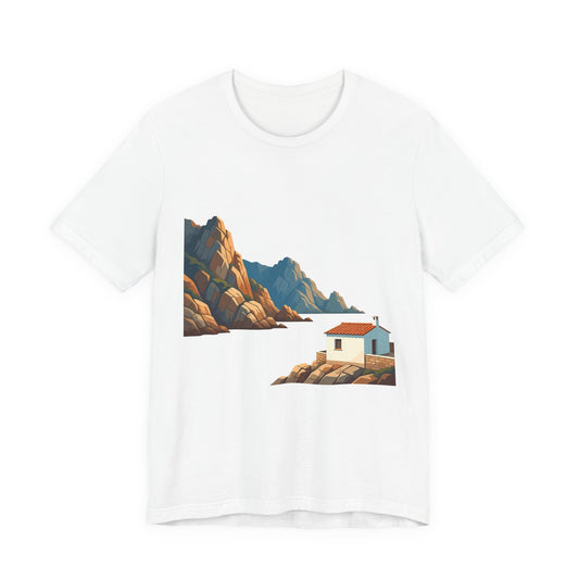 Coastal Cabin Tee — Scenic Mountain Beach House Graphic Shirt