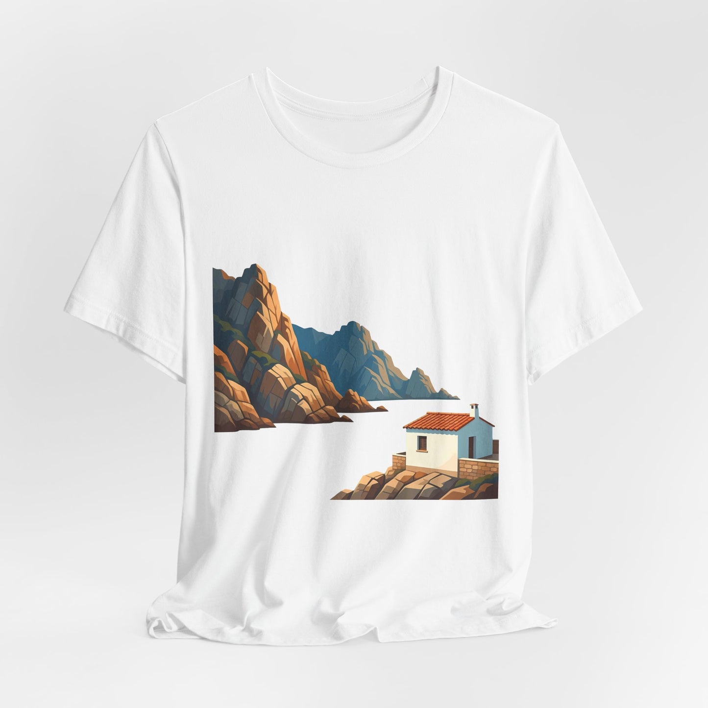 Coastal Cabin Tee — Scenic Mountain Beach House Graphic Shirt