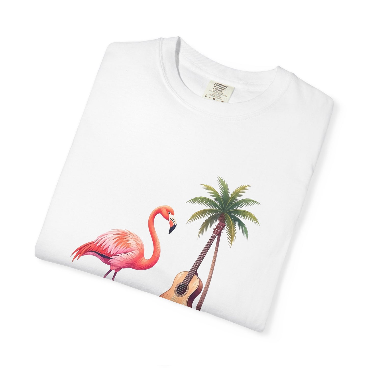 T-Shirt — Tropical Flamingo & Guitar Graphic Tee