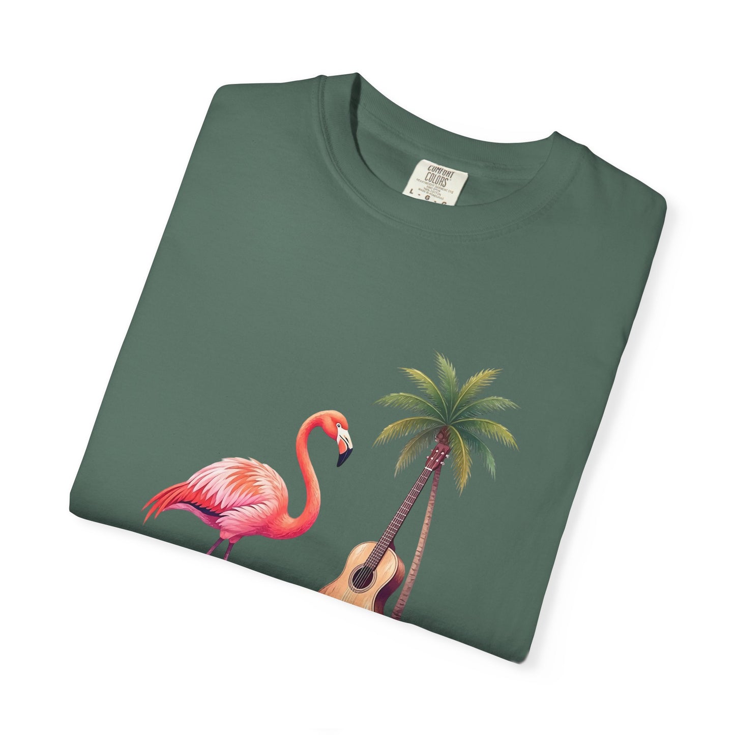 T-Shirt — Tropical Flamingo & Guitar Graphic Tee