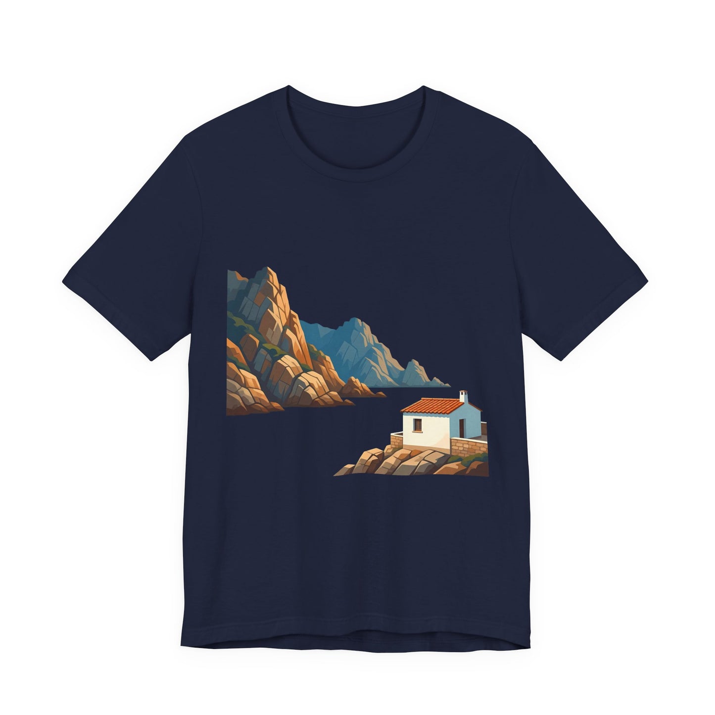 Coastal Cabin Tee — Scenic Mountain Beach House Graphic Shirt