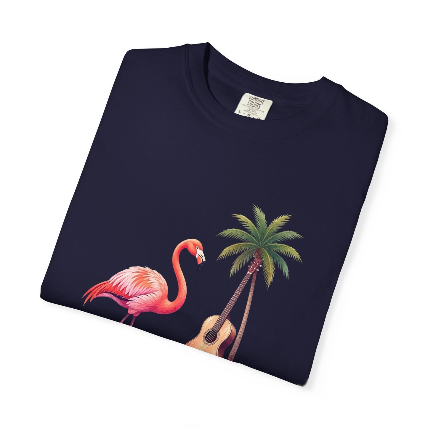 T-Shirt — Tropical Flamingo & Guitar Graphic Tee