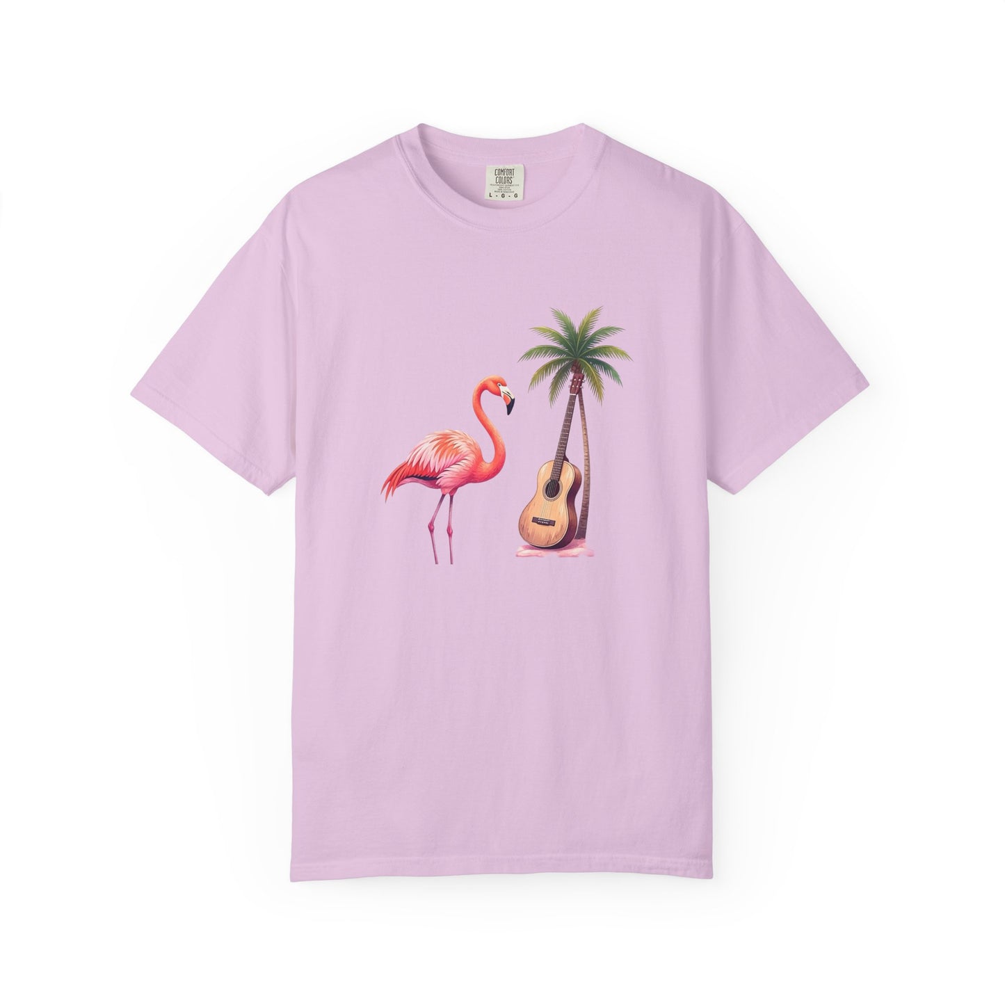 T-Shirt — Tropical Flamingo & Guitar Graphic Tee