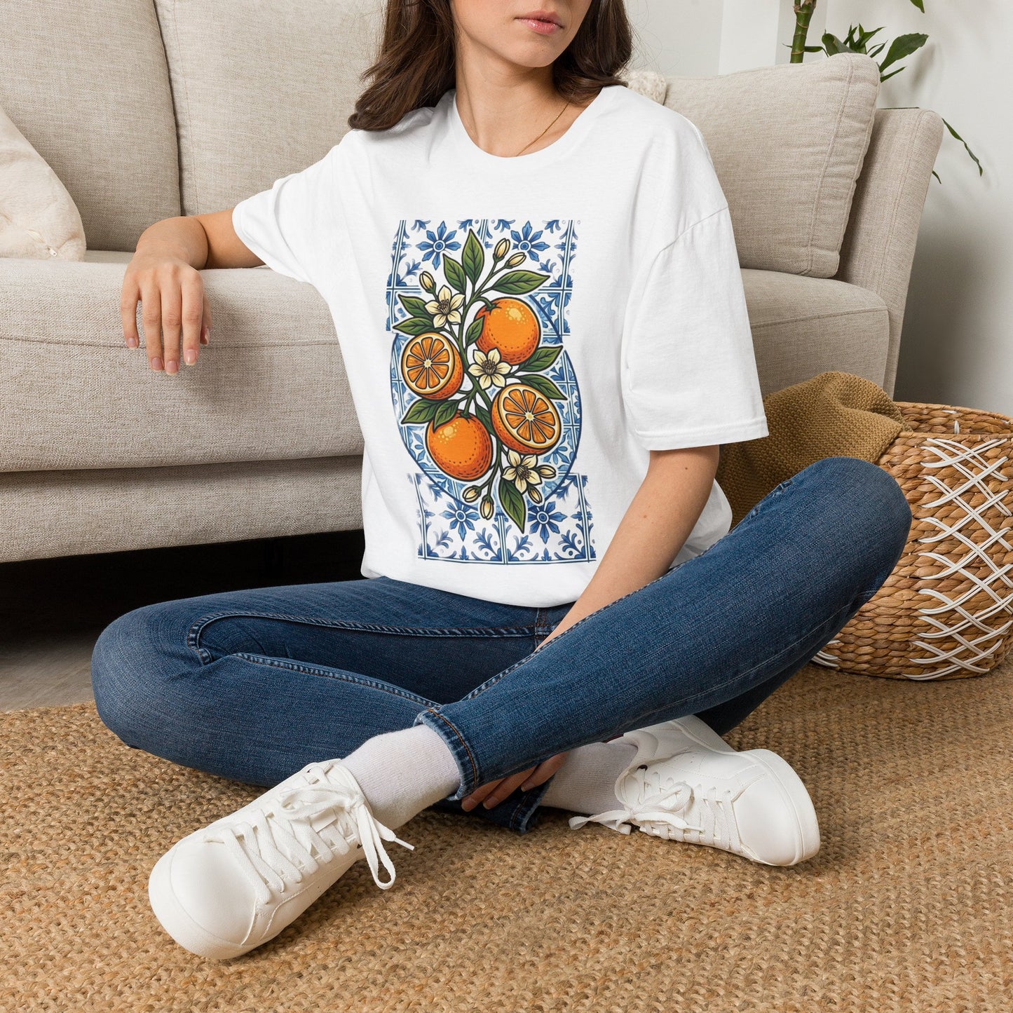 Citrus Tile T-Shirt — Orange Blossom Mediterranean Graphic Tee