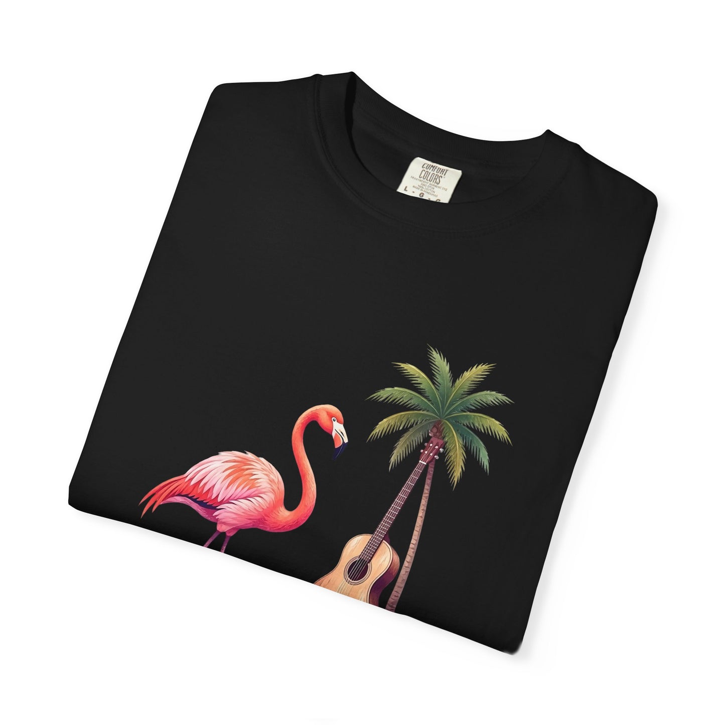 T-Shirt — Tropical Flamingo & Guitar Graphic Tee