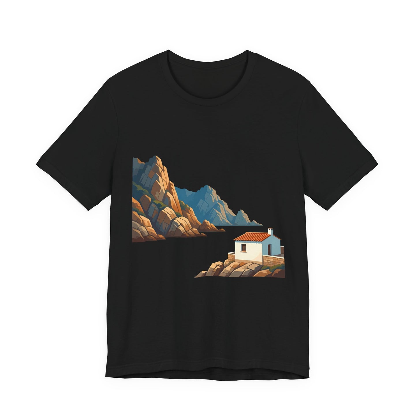 Coastal Cabin Tee — Scenic Mountain Beach House Graphic Shirt