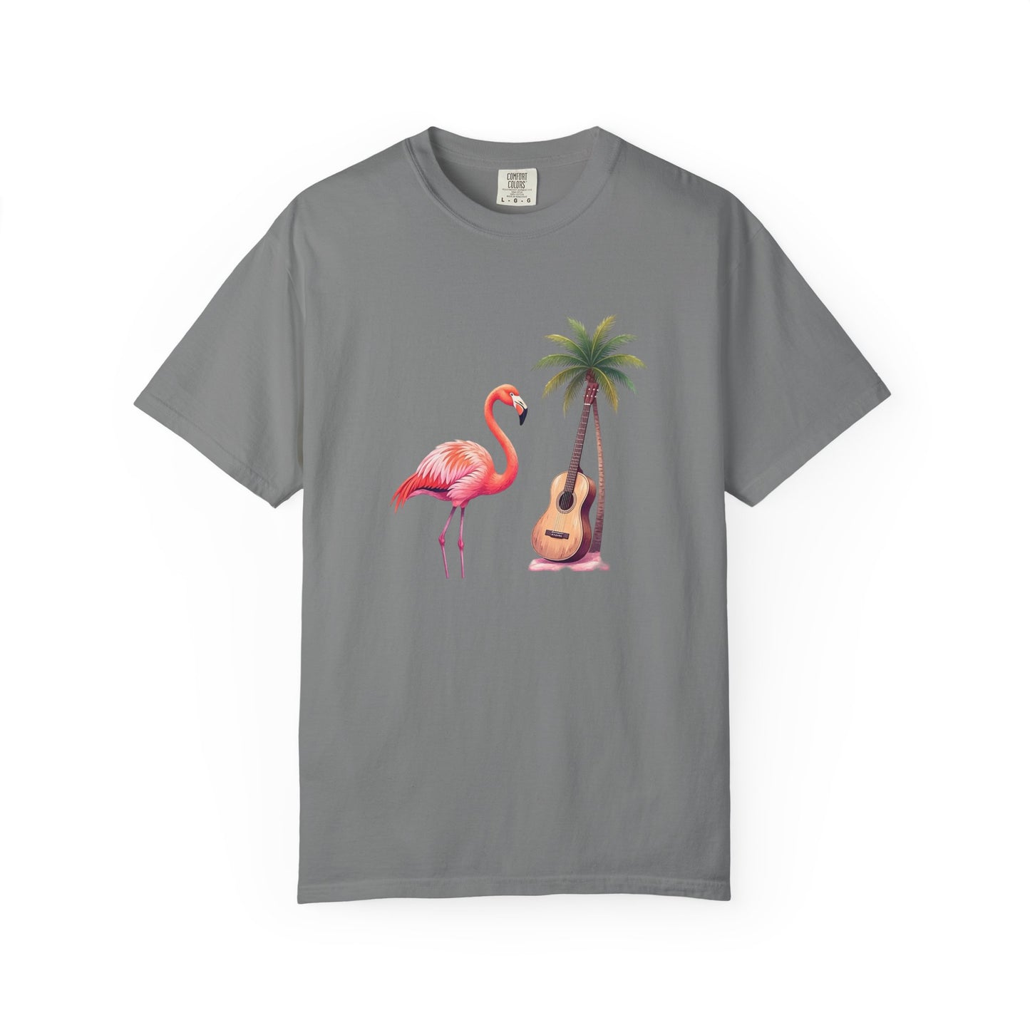 T-Shirt — Tropical Flamingo & Guitar Graphic Tee