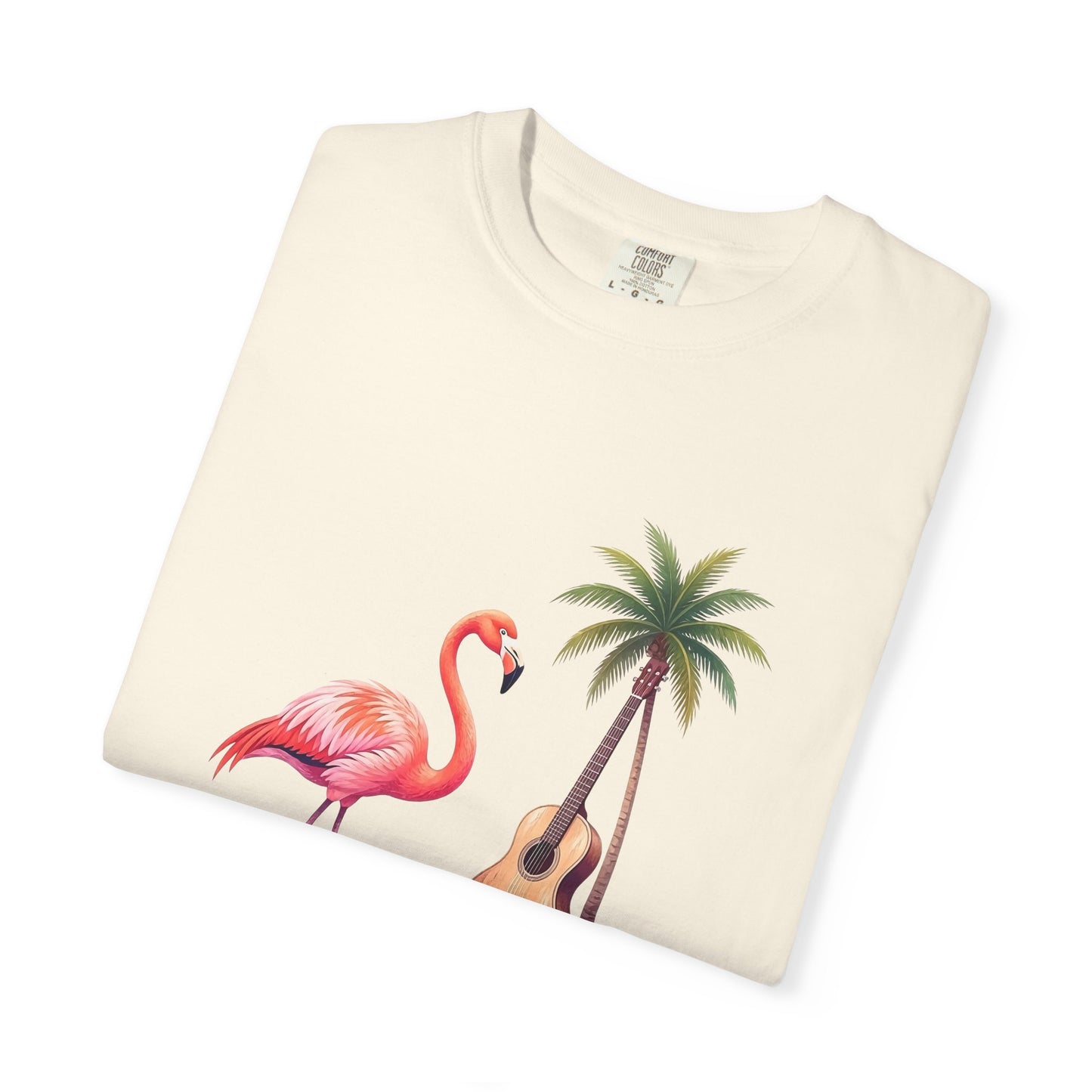 T-Shirt — Tropical Flamingo & Guitar Graphic Tee