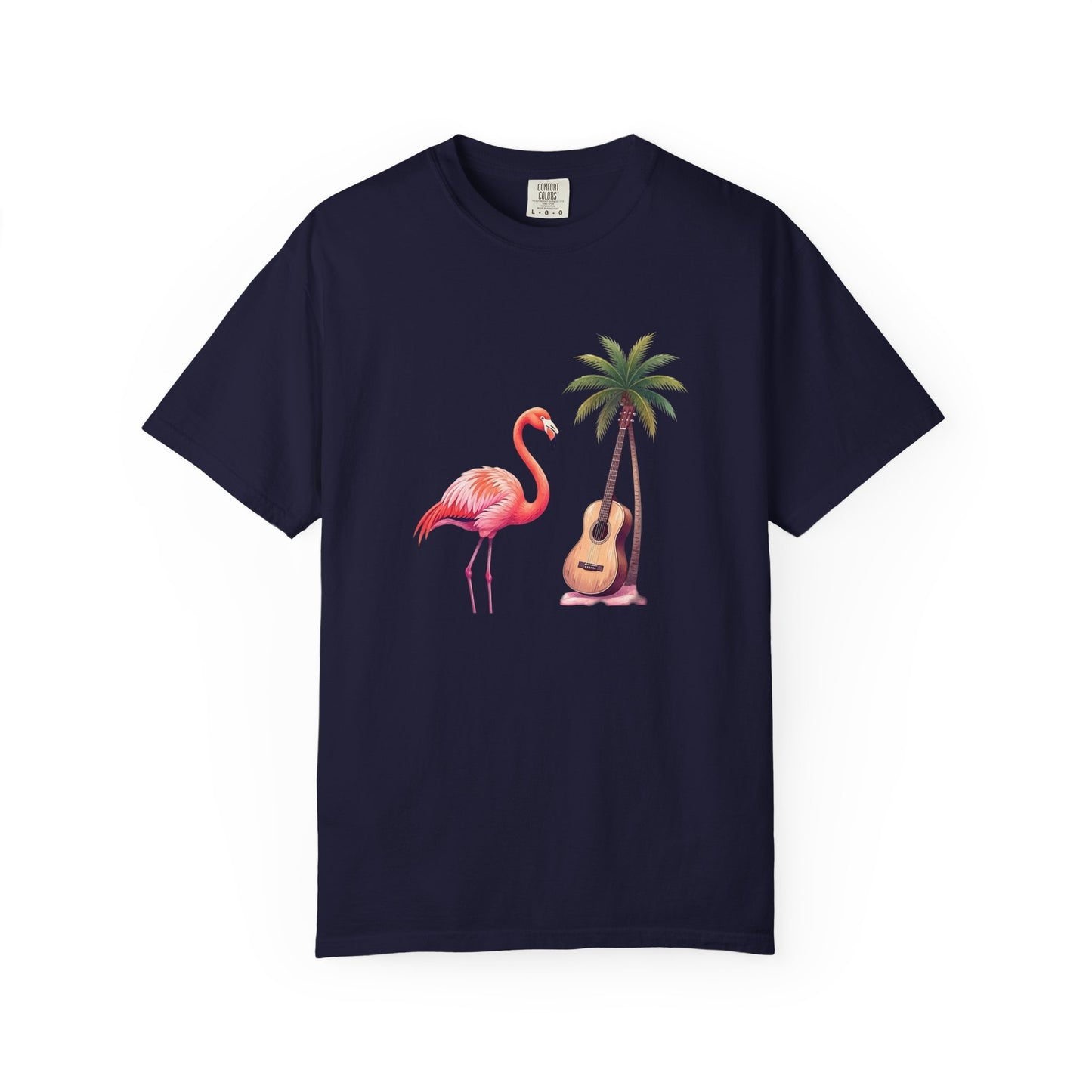 T-Shirt — Tropical Flamingo & Guitar Graphic Tee